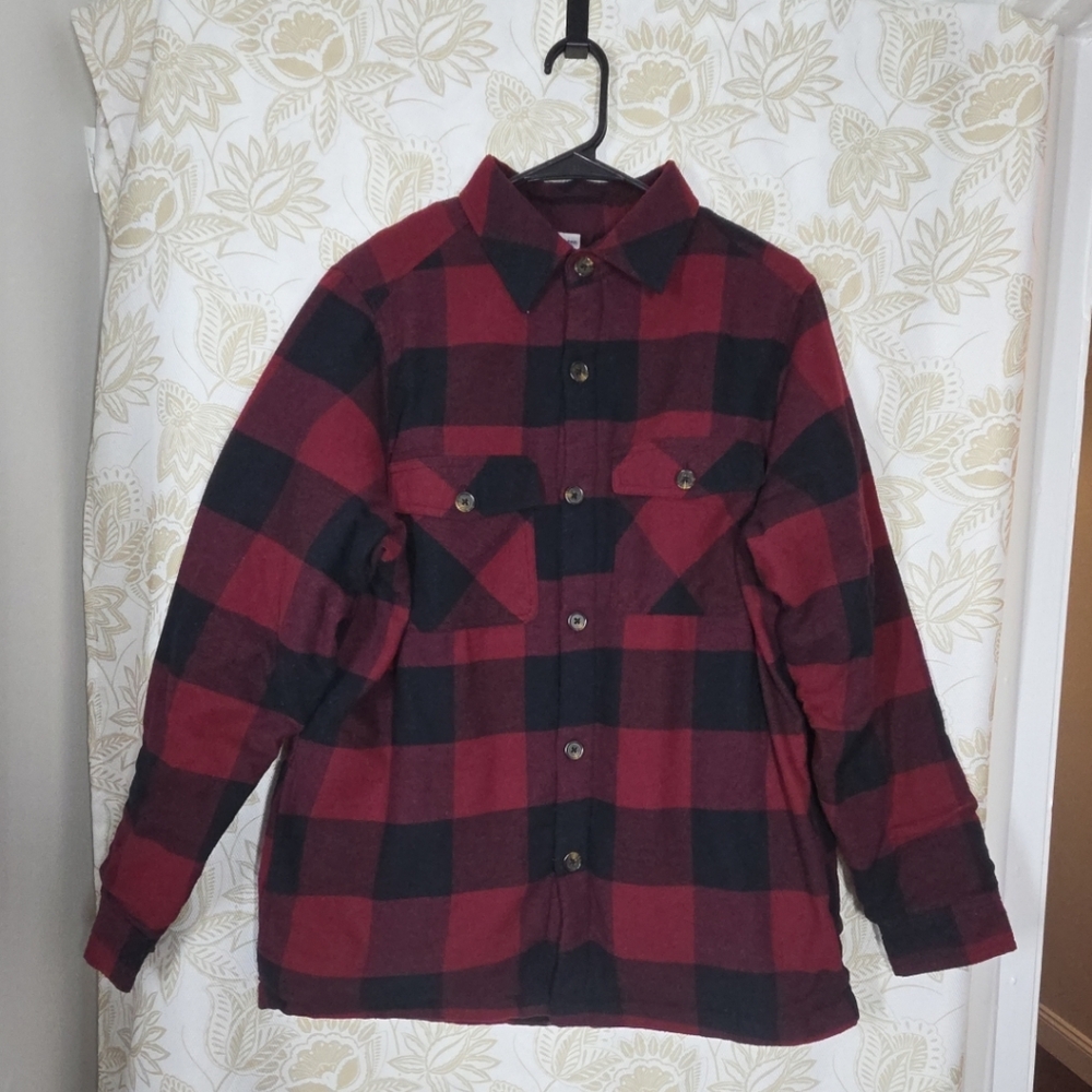 Highland Originals Sherpa Lined Trucker Jacket Shacket Mens MED Plaid Farm Work